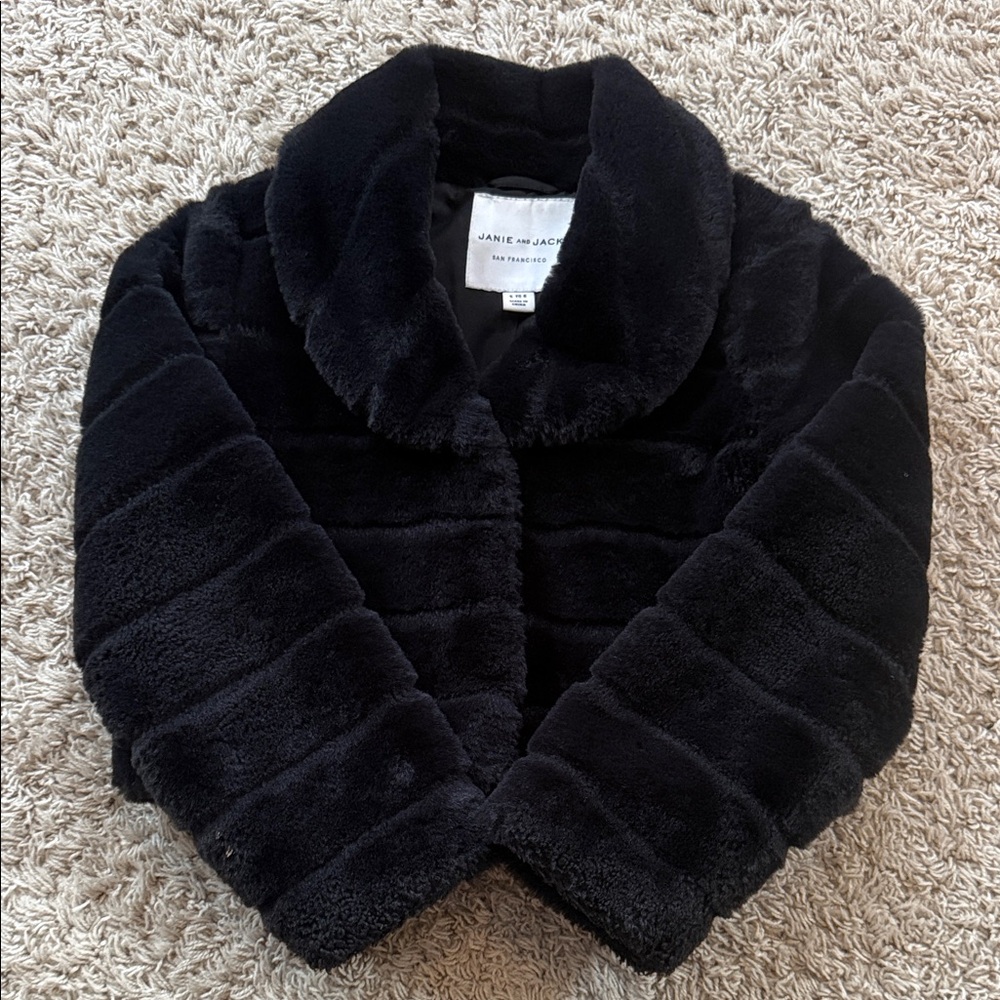 Janie and Jack Black Faux Fur Coat